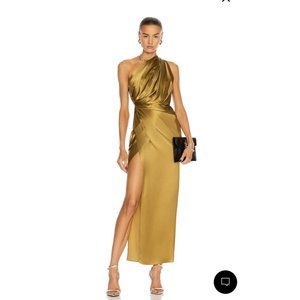 The Sei Asymmetrical Drape Dress Kelp Silk One Shoulder
